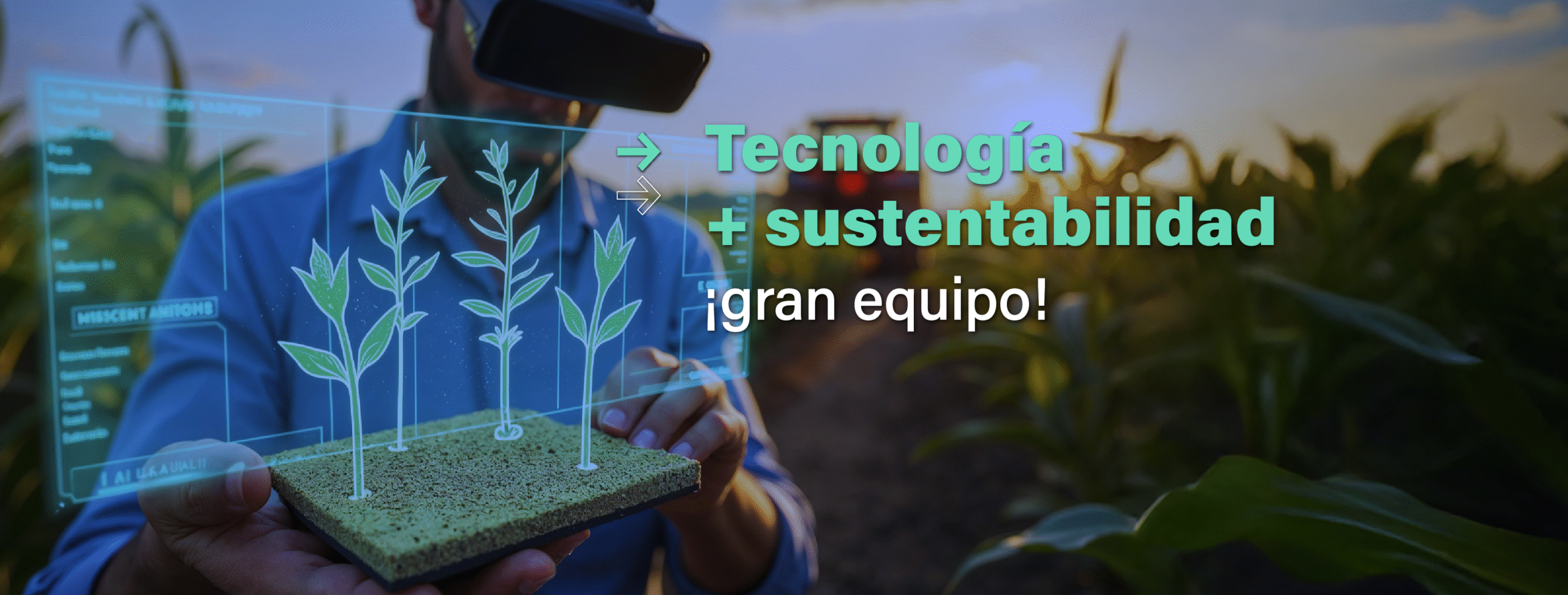 Transición gemela. En la imagen se lee la frase "Tecnología + sustentabilidad, un gran equipo".